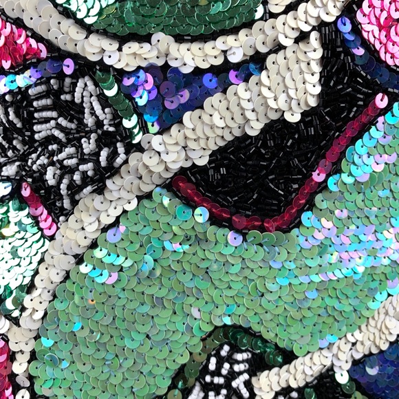 Oleg Cassini Silk Beaded Black Green Pink Bustier - Picture 3 of 7